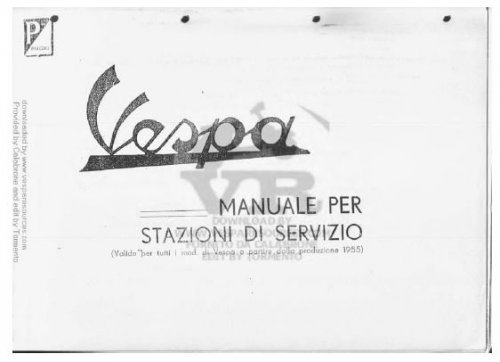 Manuale d'Officina vari modelli Vespa - dal 1955 al 1966