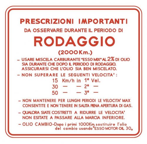 Maggiori informazioni su "Decalcomania RODAGGIO - rossa - 2% - 3 marce"	