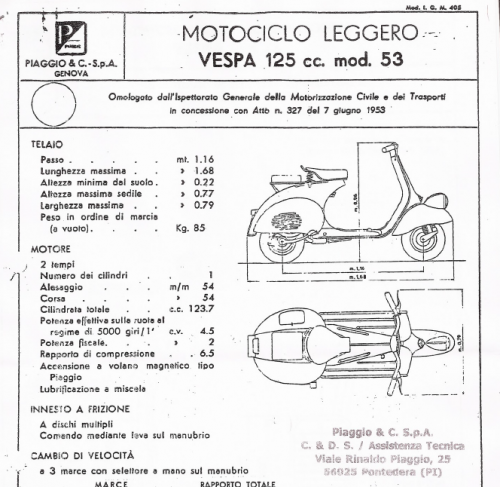 Maggiori informazioni su "STO Vespa 125 VM1T e VM2T Mod. 1953"	